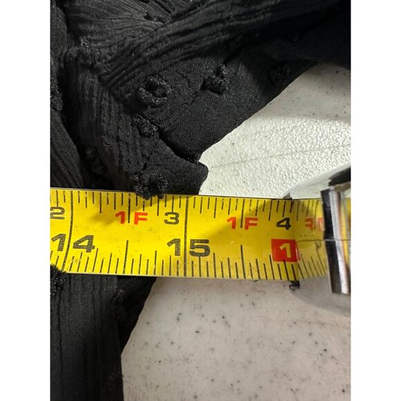 NEW Monteau Los Angeles S Black Tunic Textured Dot Lined Top Blouse D2 - Picture 6 of 7